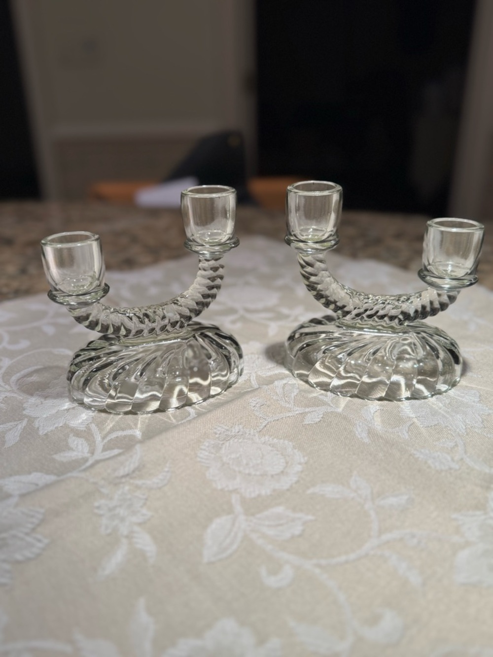 Vintage Imperial Newbound clear glass candle holders.  Pair  no cracks or chips